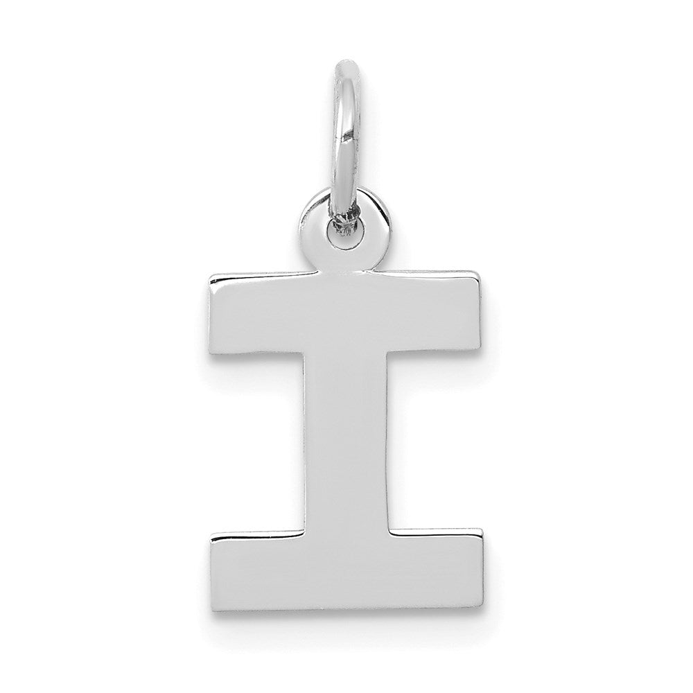 14k White Gold, Amanda Collection, Small Block Style Initial I Pendant, Item P10416-I by The Black Bow Jewelry Co.