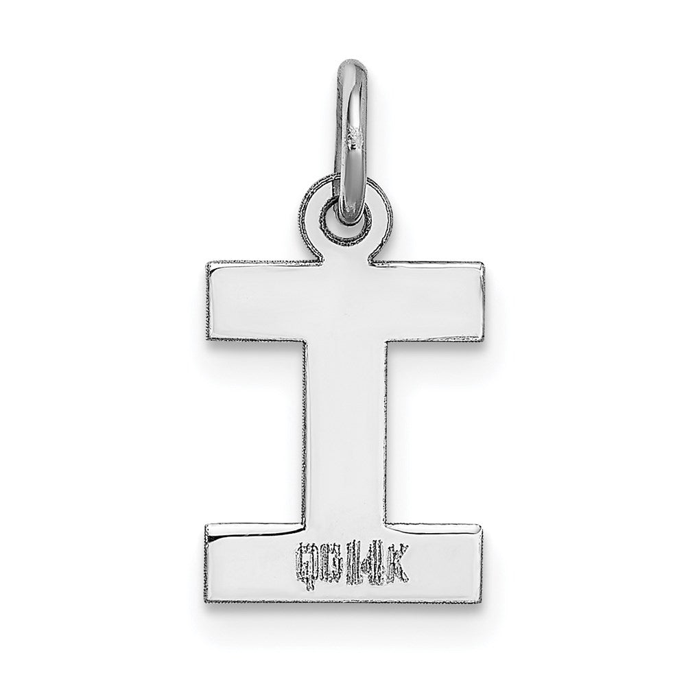 Alternate view of the 14k White Gold, Amanda Collection, Small Block Style Initial I Pendant by The Black Bow Jewelry Co.