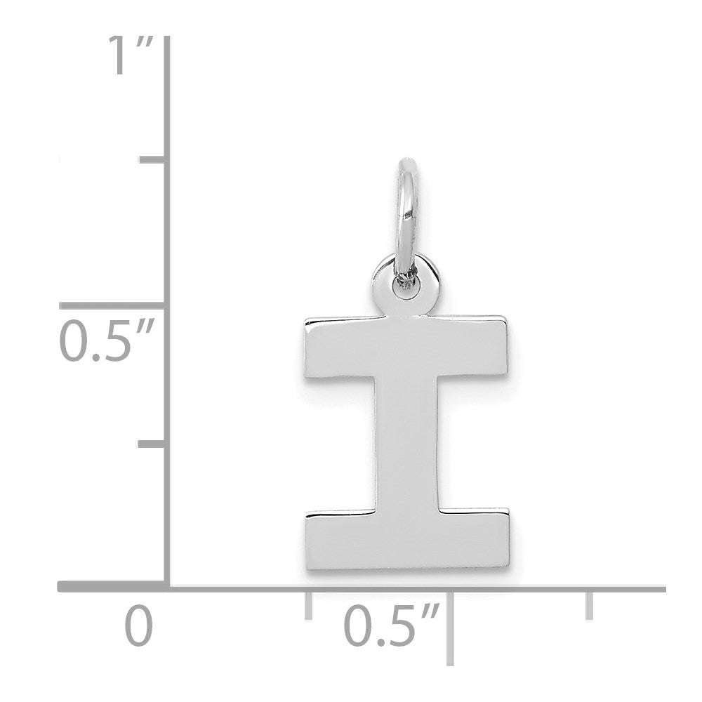 Alternate view of the 14k White Gold, Amanda Collection, Small Block Style Initial I Pendant by The Black Bow Jewelry Co.