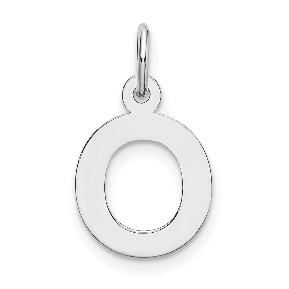14k White Gold, Amanda Collection, Small Block Style Initial O Pendant, Item P10416-O by The Black Bow Jewelry Co.