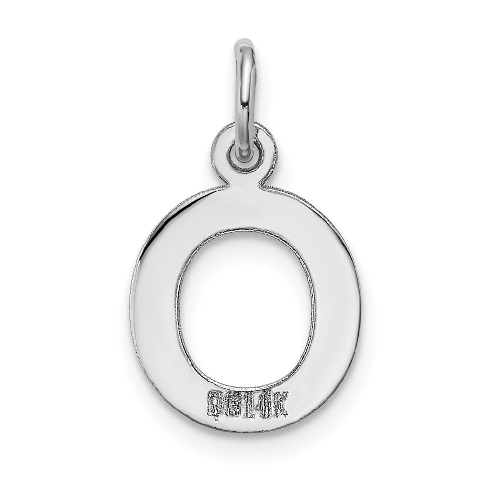Alternate view of the 14k White Gold, Amanda Collection, Small Block Style Initial O Pendant by The Black Bow Jewelry Co.