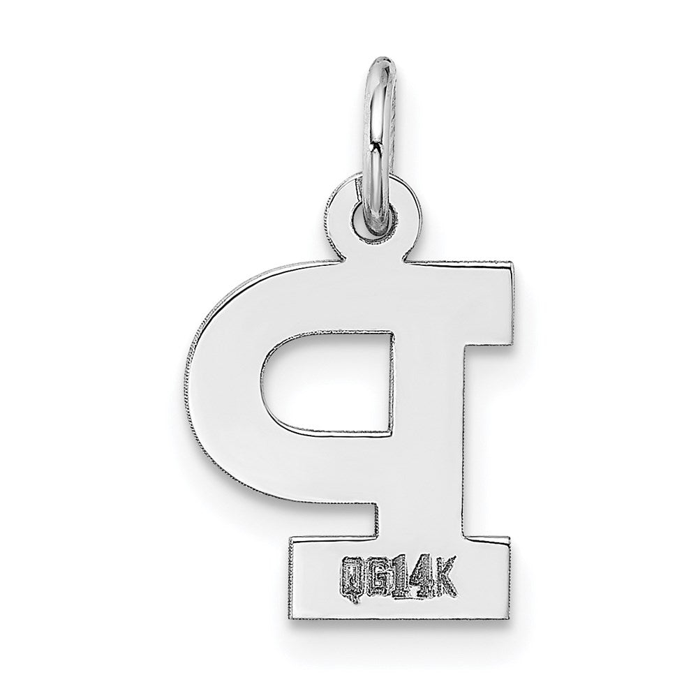 Alternate view of the 14k White Gold, Amanda Collection, Small Block Style Initial P Pendant by The Black Bow Jewelry Co.