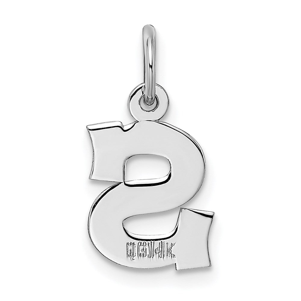 Alternate view of the 14k White Gold, Amanda Collection, Small Block Style Initial S Pendant by The Black Bow Jewelry Co.