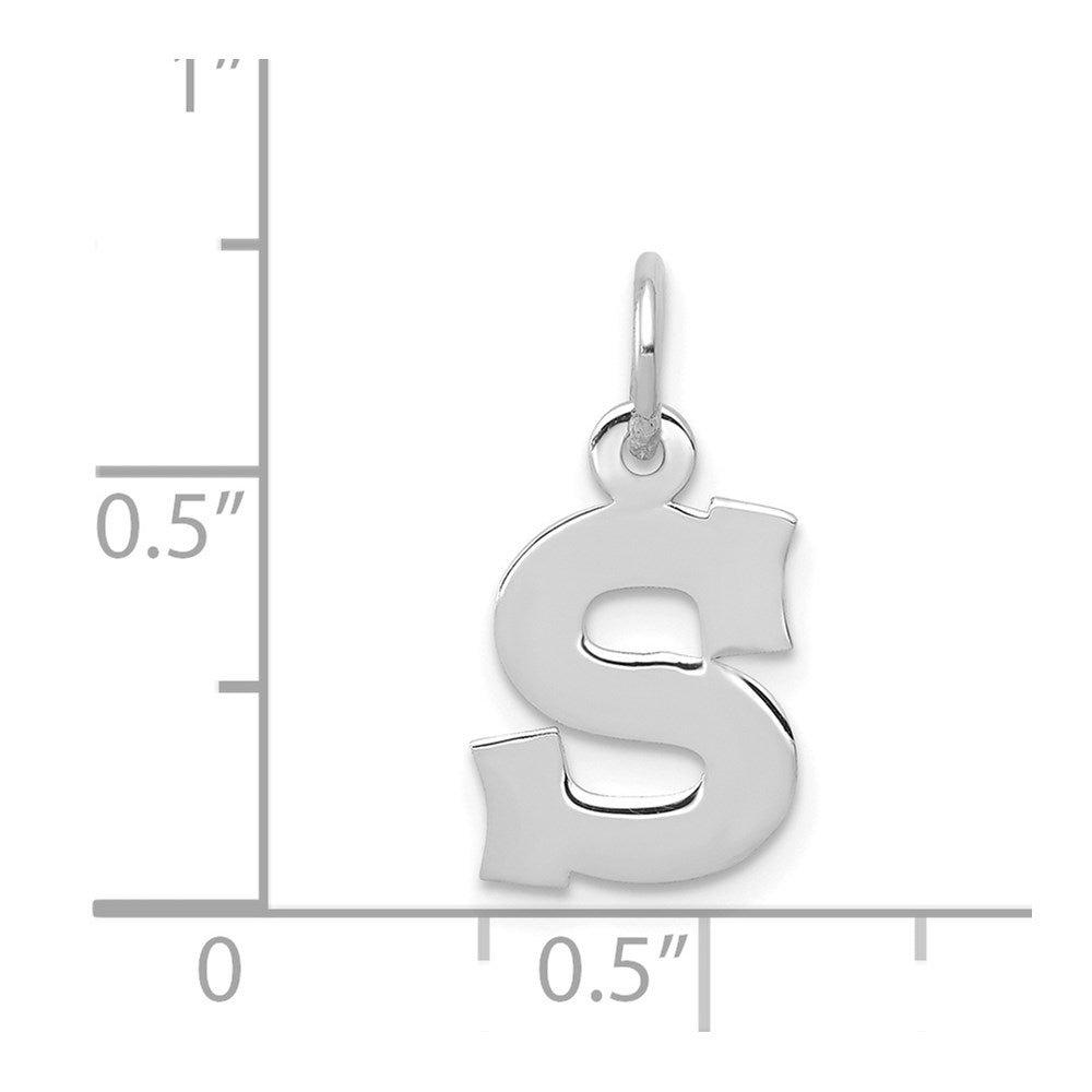 Alternate view of the 14k White Gold, Amanda Collection, Small Block Style Initial S Pendant by The Black Bow Jewelry Co.