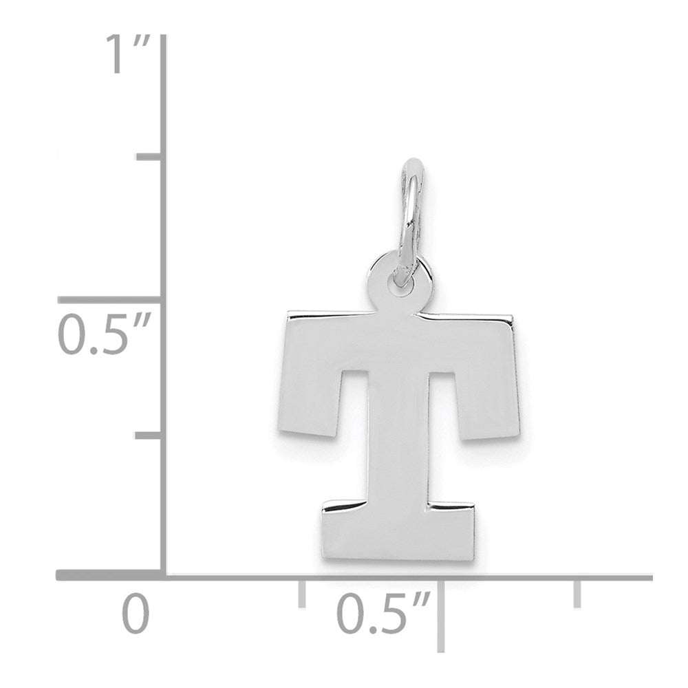 Alternate view of the 14k White Gold, Amanda Collection, Small Block Style Initial T Pendant by The Black Bow Jewelry Co.