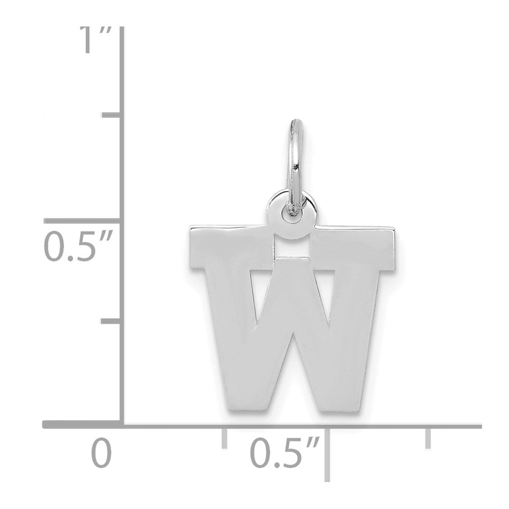 Alternate view of the 14k White Gold, Amanda Collection, Small Block Style Initial W Pendant by The Black Bow Jewelry Co.