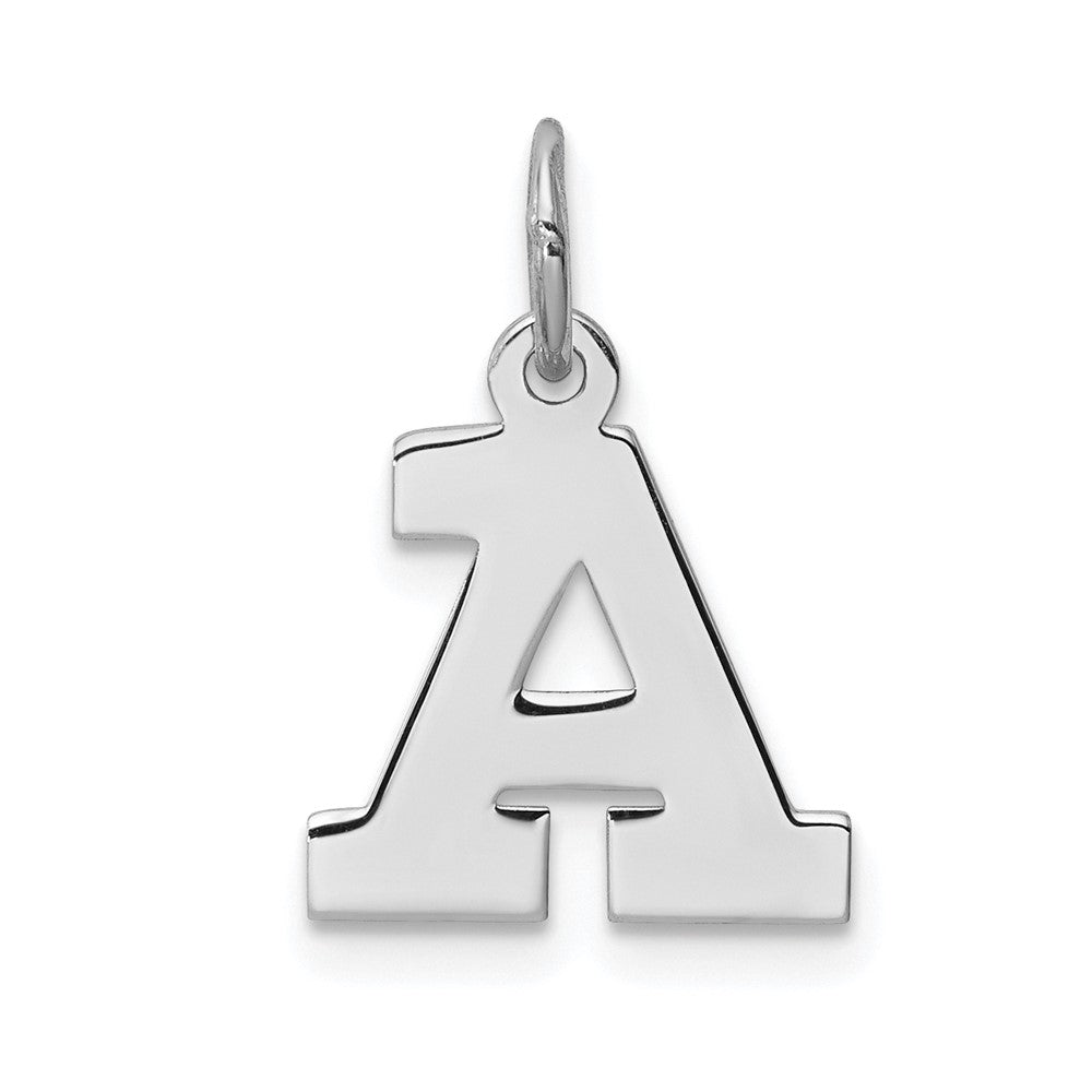 Sterling Silver, Amanda Collection Small Block Style Initial A Pendant, Item P10417-A by The Black Bow Jewelry Co.
