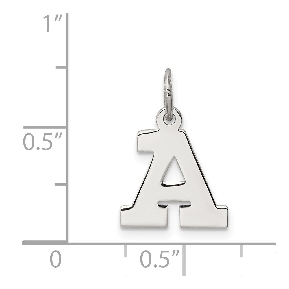 Alternate view of the Sterling Silver, Amanda Collection Small Block Style Initial A Pendant by The Black Bow Jewelry Co.