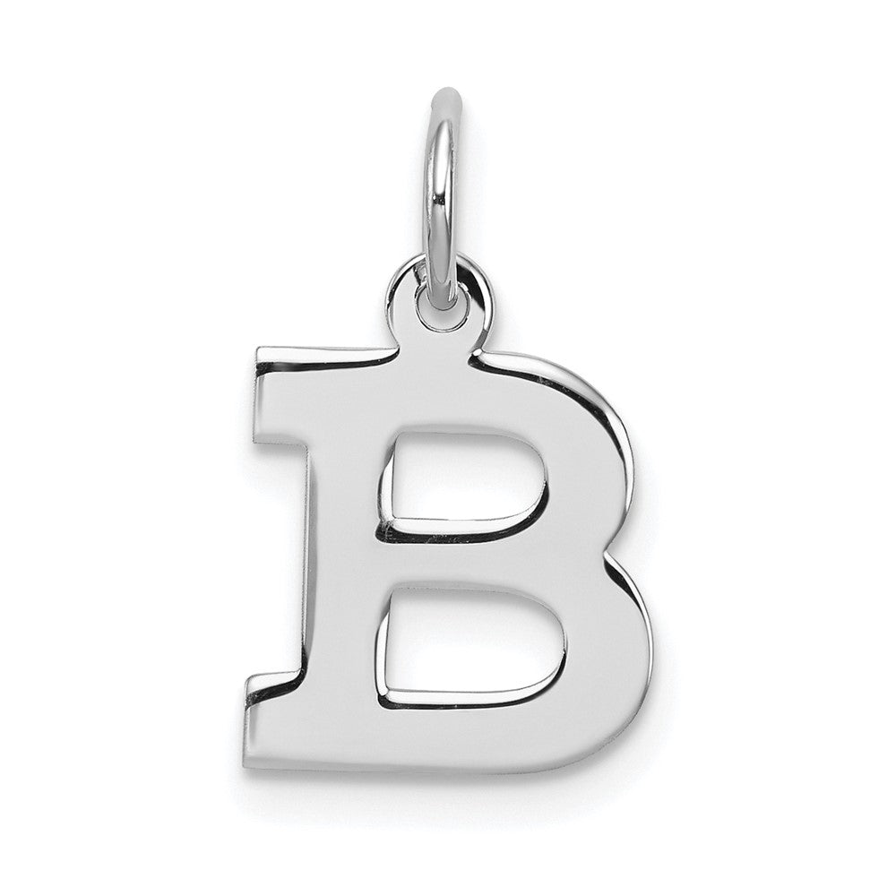 Sterling Silver, Amanda Collection Small Block Style Initial B Pendant, Item P10417-B by The Black Bow Jewelry Co.