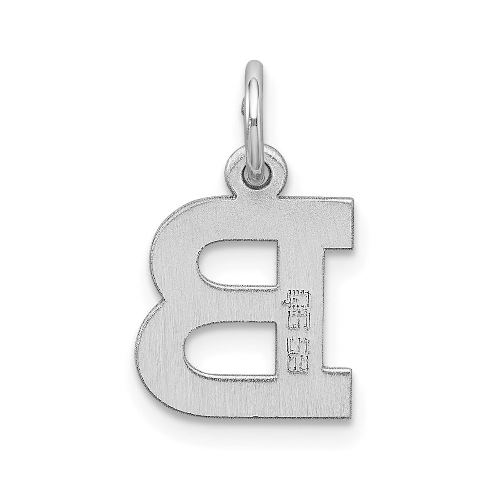 Alternate view of the Sterling Silver, Amanda Collection Small Block Style Initial B Pendant by The Black Bow Jewelry Co.