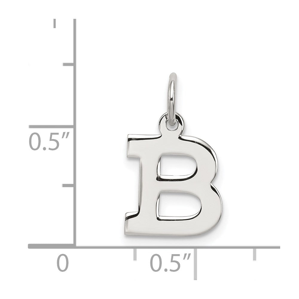 Alternate view of the Sterling Silver, Amanda Collection Small Block Style Initial B Pendant by The Black Bow Jewelry Co.