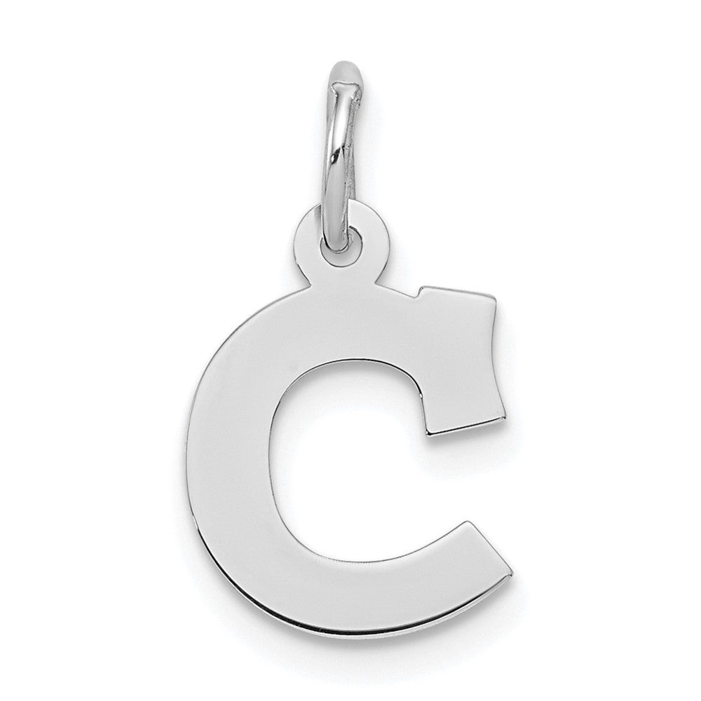 Sterling Silver, Amanda Collection Small Block Style Initial C Pendant, Item P10417-C by The Black Bow Jewelry Co.