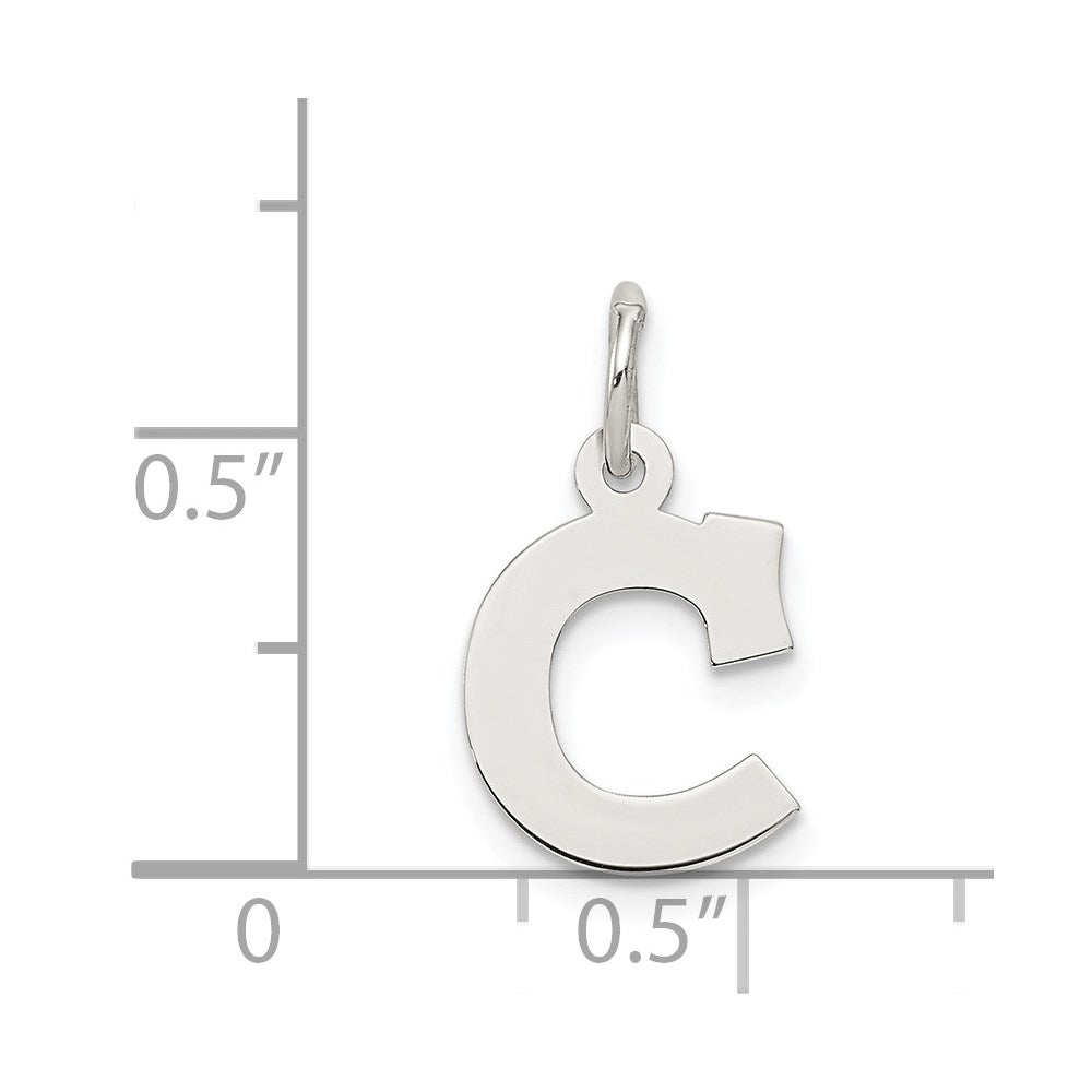 Alternate view of the Sterling Silver, Amanda Collection Small Block Style Initial C Pendant by The Black Bow Jewelry Co.