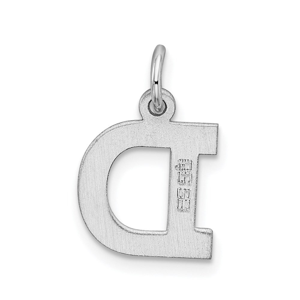 Alternate view of the Sterling Silver, Amanda Collection Small Block Style Initial D Pendant by The Black Bow Jewelry Co.