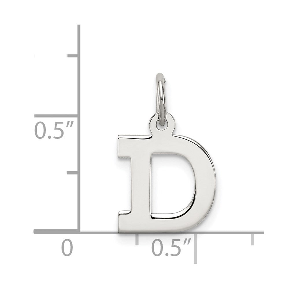 Alternate view of the Sterling Silver, Amanda Collection Small Block Style Initial D Pendant by The Black Bow Jewelry Co.