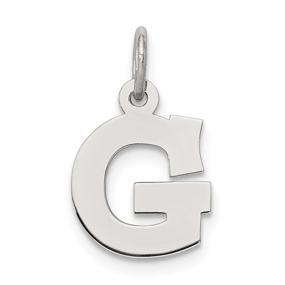 Sterling Silver, Amanda Collection Small Block Style Initial G Pendant, Item P10417-G by The Black Bow Jewelry Co.