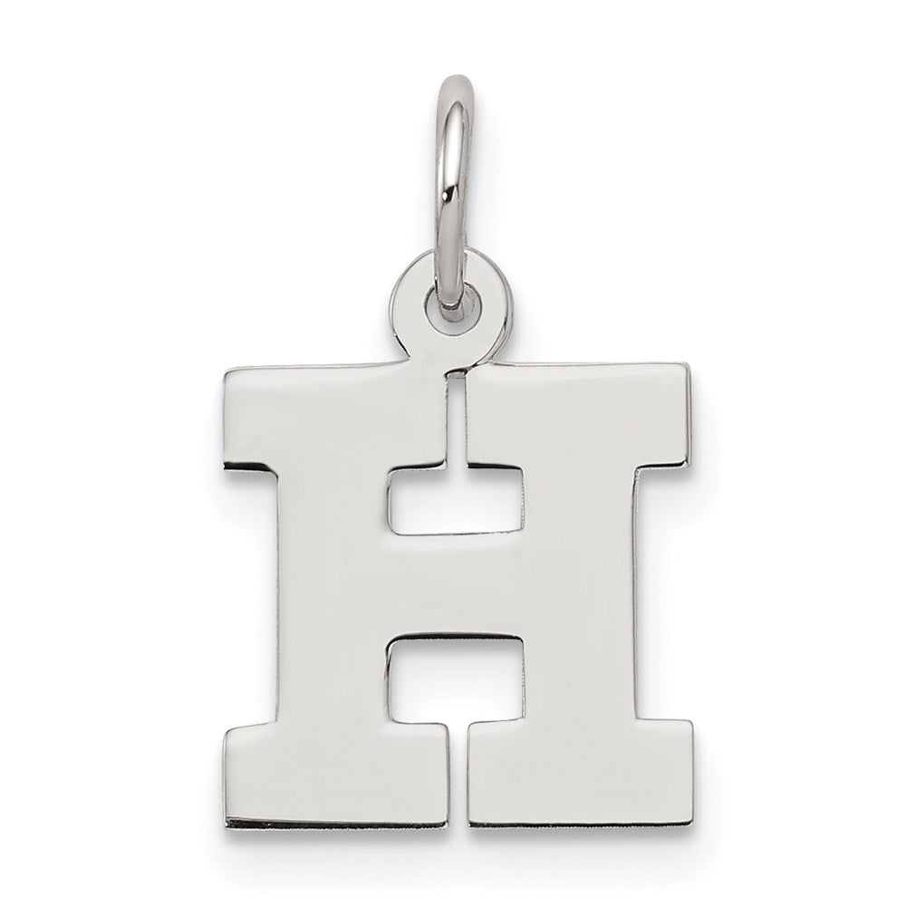 Sterling Silver, Amanda Collection Small Block Style Initial H Pendant, Item P10417-H by The Black Bow Jewelry Co.