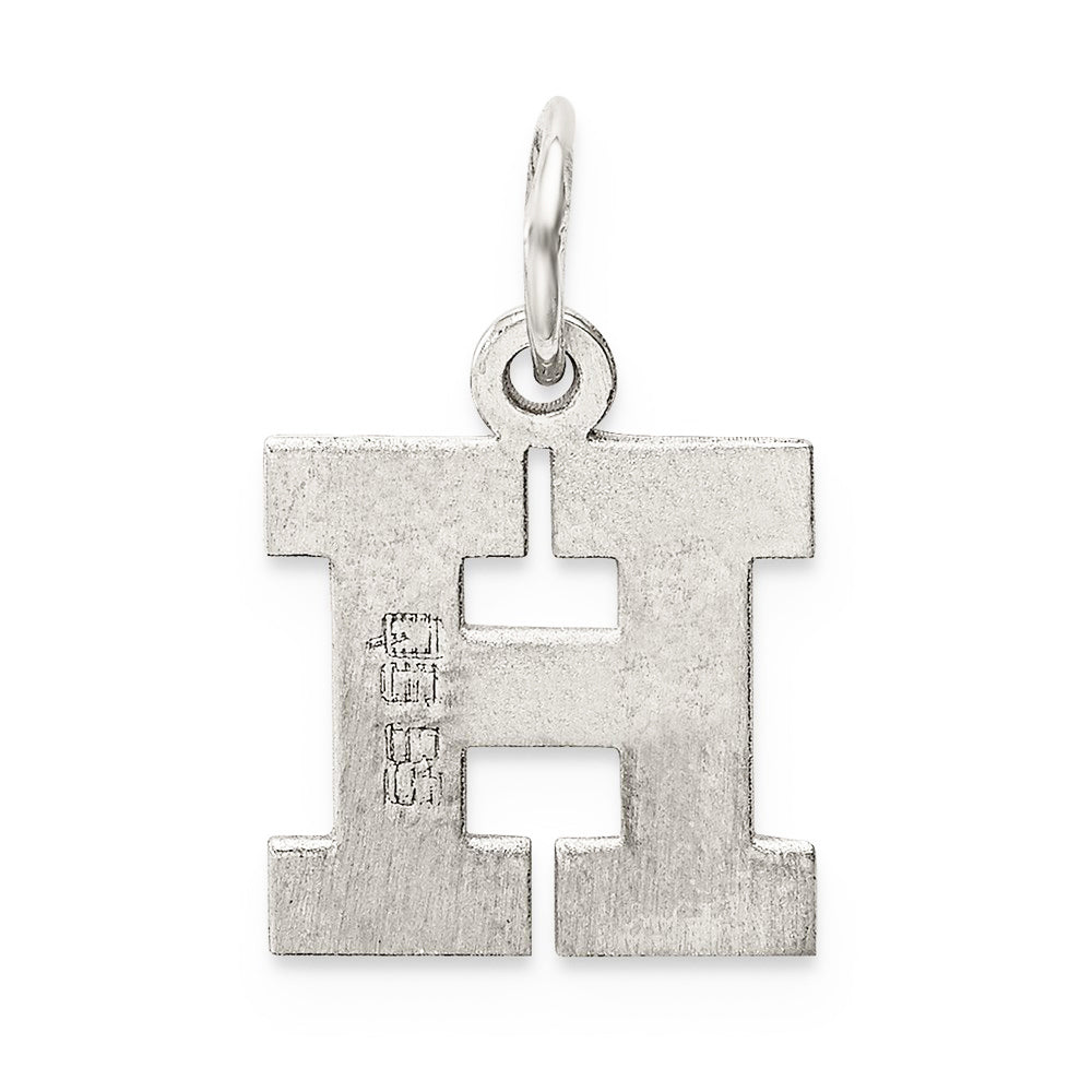 Alternate view of the Sterling Silver, Amanda Collection Small Block Style Initial H Pendant by The Black Bow Jewelry Co.