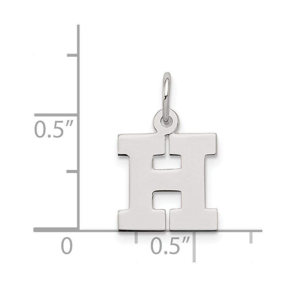 Alternate view of the Sterling Silver, Amanda Collection Small Block Style Initial H Pendant by The Black Bow Jewelry Co.