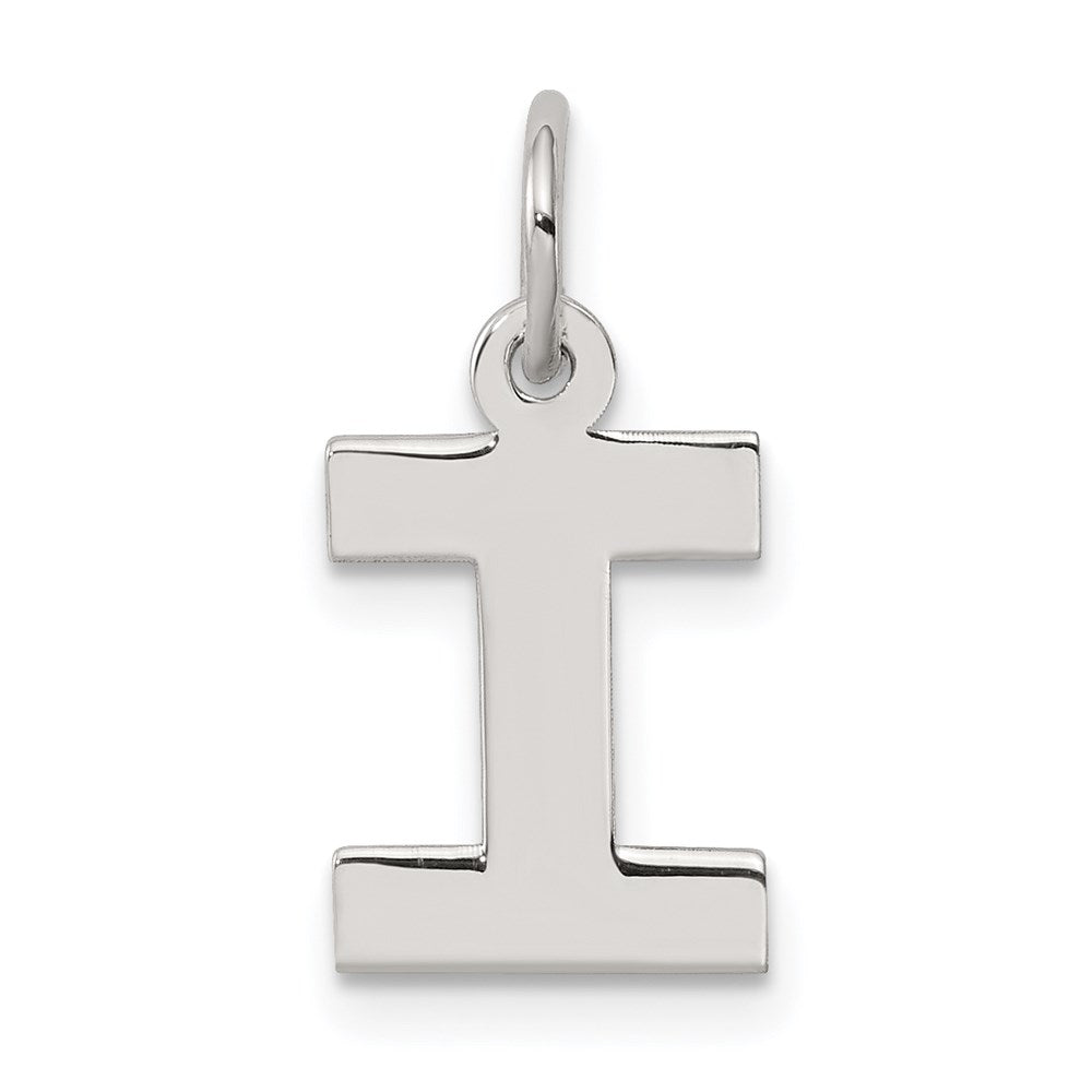Sterling Silver, Amanda Collection Small Block Style Initial I Pendant, Item P10417-I by The Black Bow Jewelry Co.