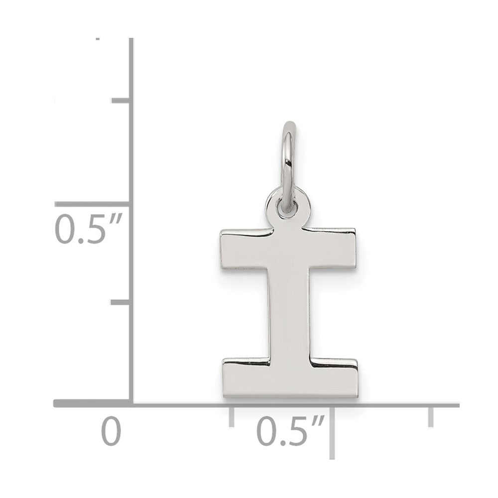 Alternate view of the Sterling Silver, Amanda Collection Small Block Style Initial I Pendant by The Black Bow Jewelry Co.