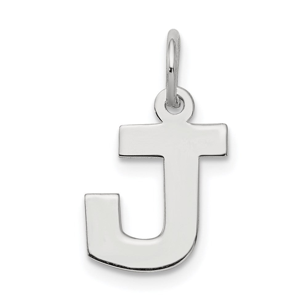 Sterling Silver, Amanda Collection Small Block Style Initial J Pendant, Item P10417-J by The Black Bow Jewelry Co.