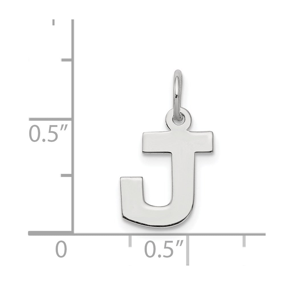 Alternate view of the Sterling Silver, Amanda Collection Small Block Style Initial J Pendant by The Black Bow Jewelry Co.