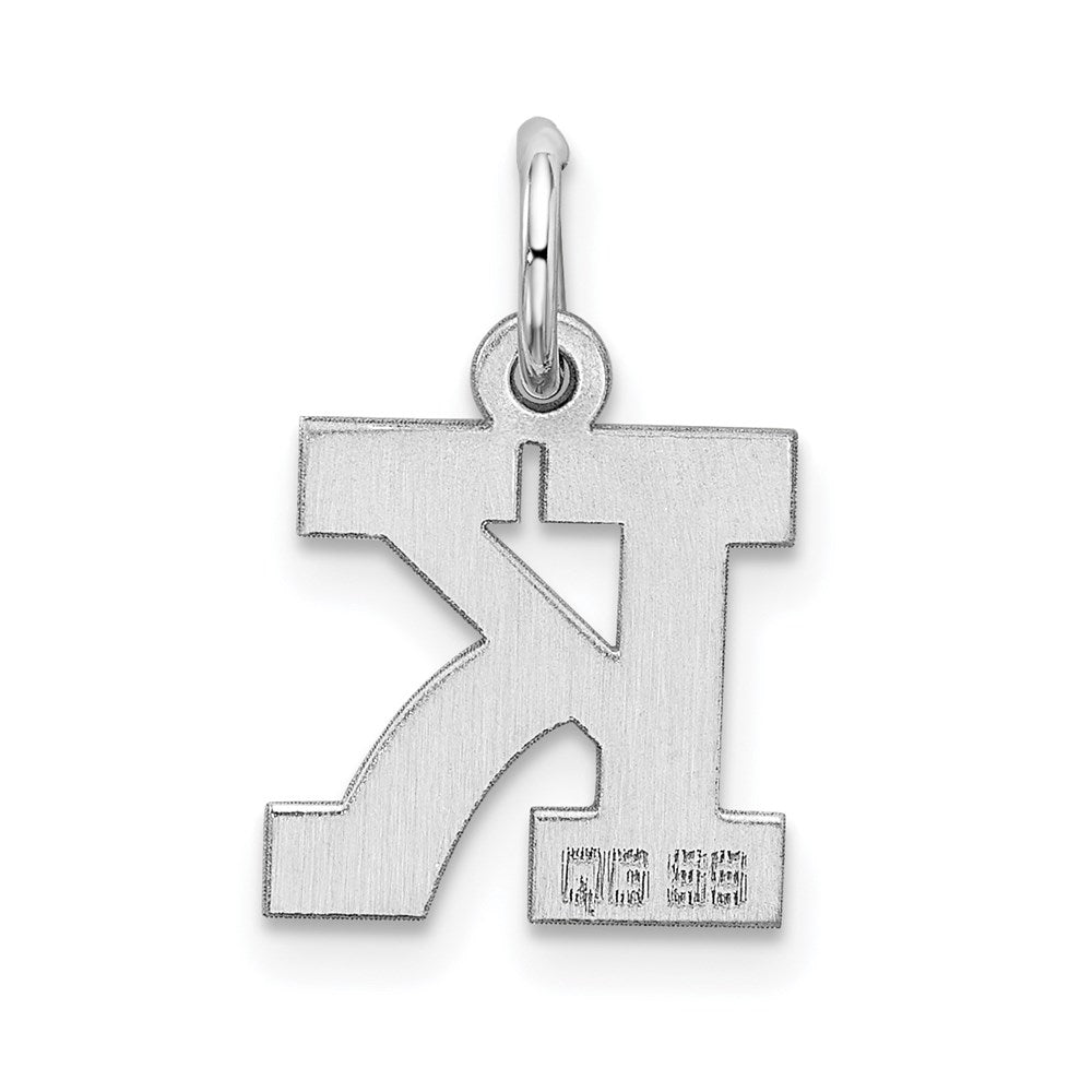 Alternate view of the Sterling Silver, Amanda Collection Small Block Style Initial K Pendant by The Black Bow Jewelry Co.
