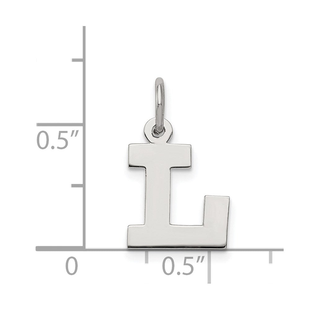 Alternate view of the Sterling Silver, Amanda Collection Small Block Style Initial L Pendant by The Black Bow Jewelry Co.