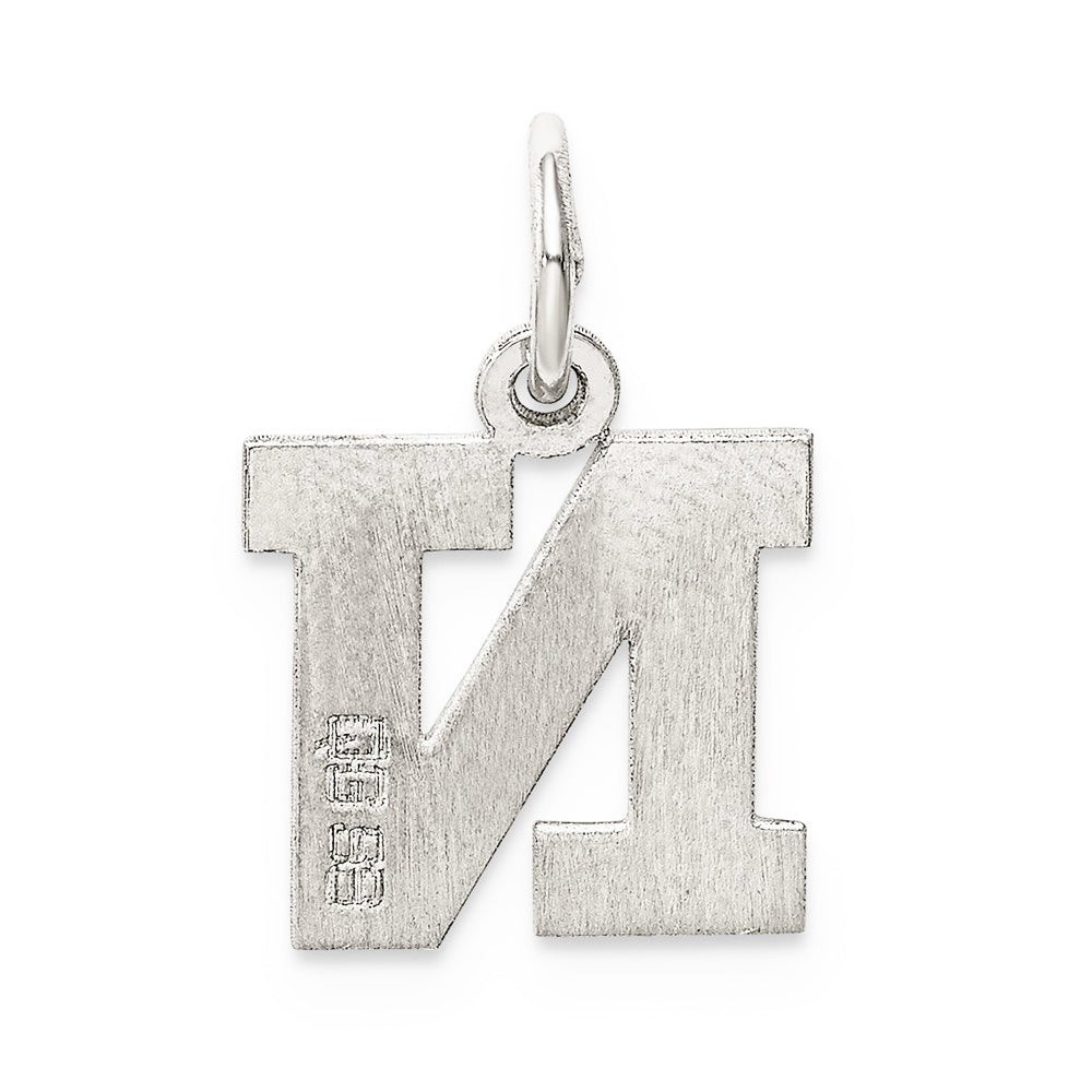 Alternate view of the Sterling Silver, Amanda Collection Small Block Style Initial N Pendant by The Black Bow Jewelry Co.