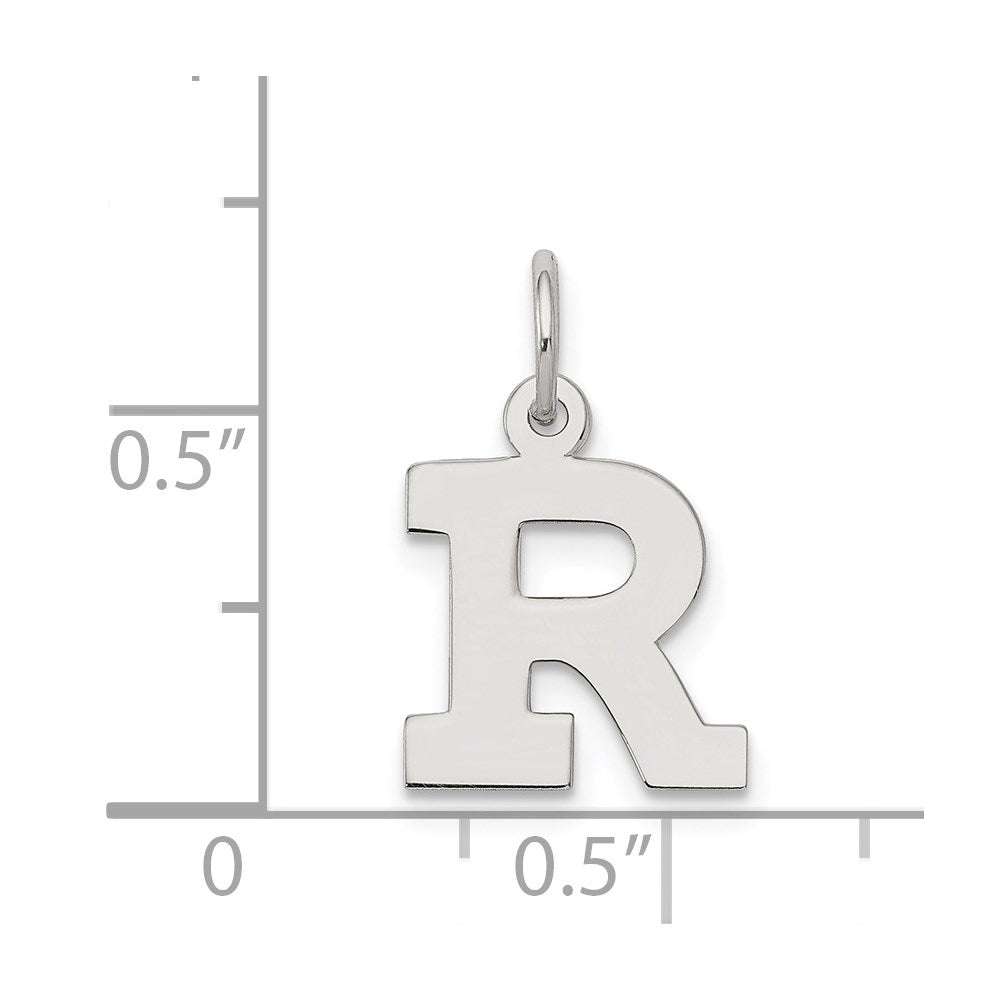 Alternate view of the Sterling Silver, Amanda Collection Small Block Style Initial R Pendant by The Black Bow Jewelry Co.