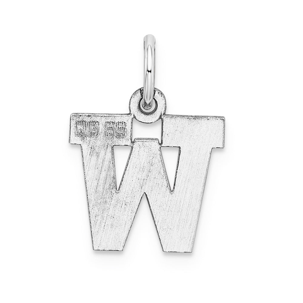 Alternate view of the Sterling Silver, Amanda Collection Small Block Style Initial W Pendant by The Black Bow Jewelry Co.