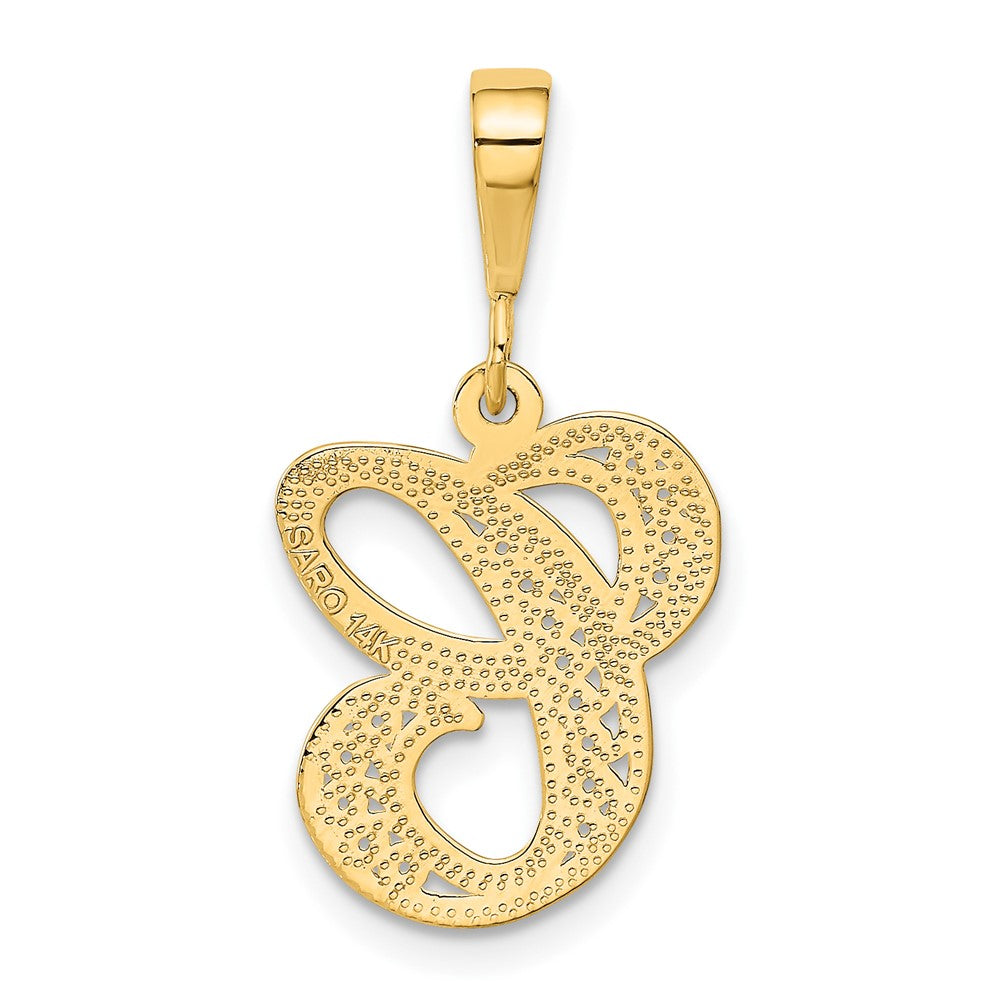 Alternate view of the 14k Yellow Gold, Maci Collection, LG Filigree Script Initial C Pendant by The Black Bow Jewelry Co.