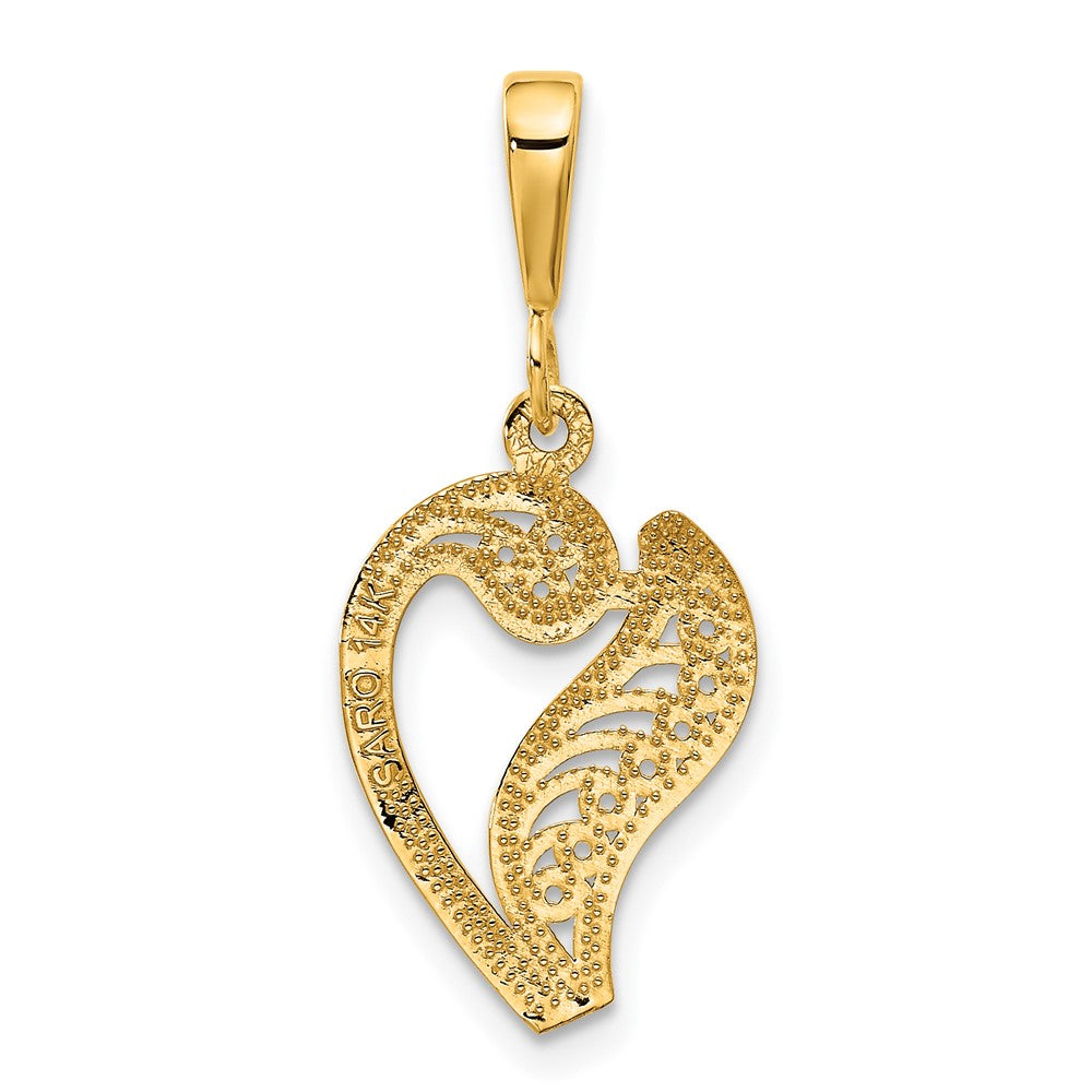 Alternate view of the 14k Yellow Gold, Maci Collection, LG Filigree Script Initial V Pendant by The Black Bow Jewelry Co.