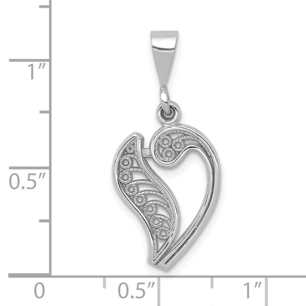 Alternate view of the 14k White Gold, Maci Collection, Filigree Script Initial V Pendant by The Black Bow Jewelry Co.