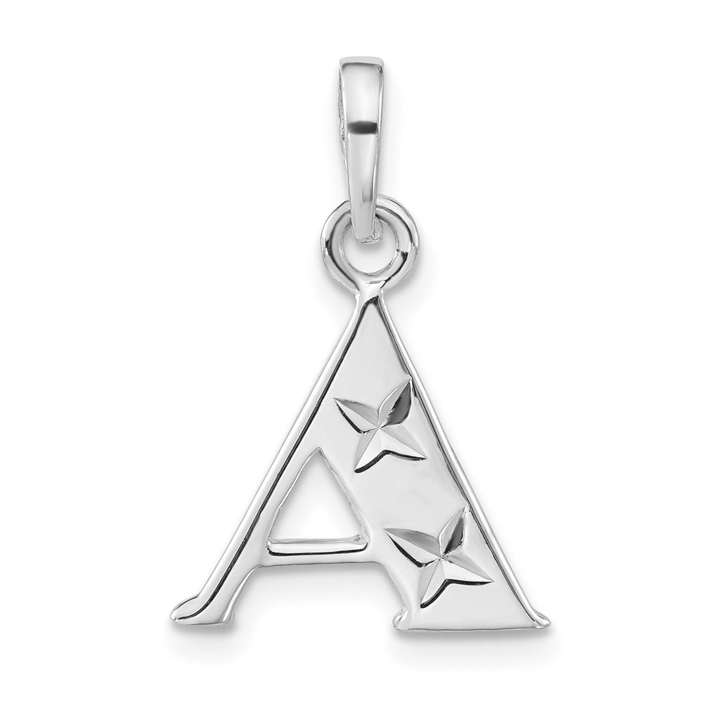 Sterling Silver, Sabrina Collection, D/C Block Initial  A Pendant, Item P10420-A by The Black Bow Jewelry Co.