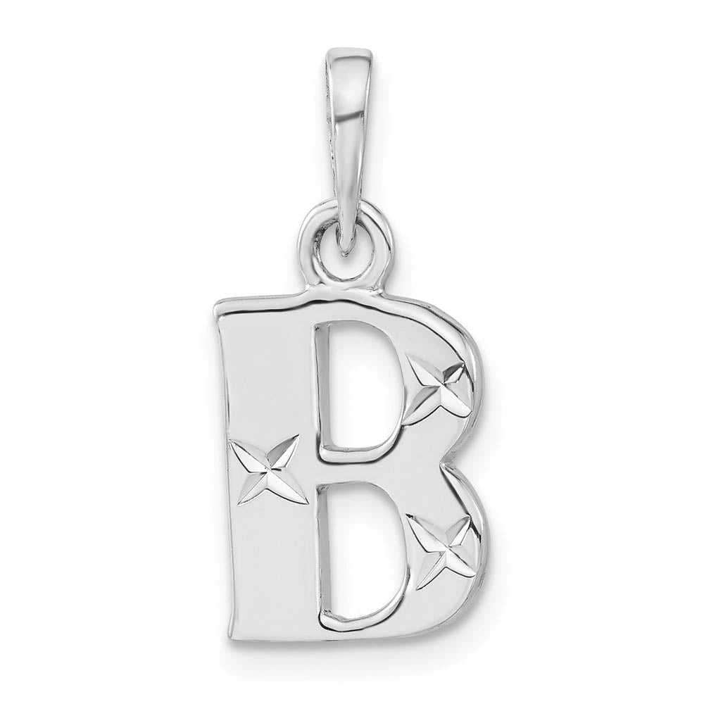 Sterling Silver, Sabrina Collection, D/C Block Initial  B Pendant, Item P10420-B by The Black Bow Jewelry Co.
