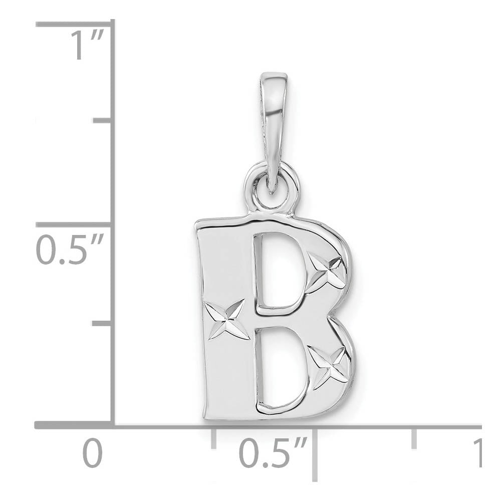 Alternate view of the Sterling Silver, Sabrina Collection, D/C Block Initial  B Pendant by The Black Bow Jewelry Co.