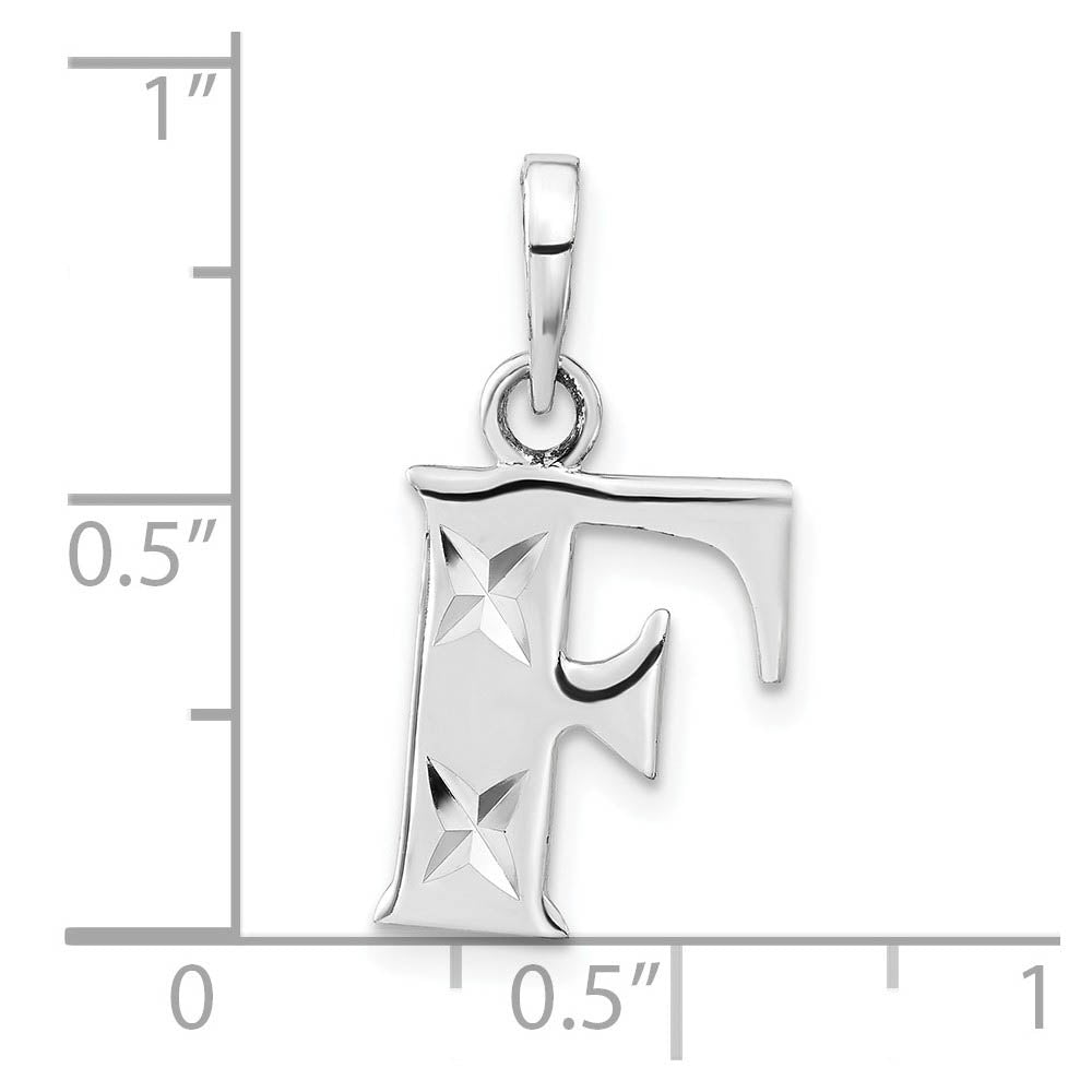 Alternate view of the Sterling Silver, Sabrina Collection, D/C Block Initial  F Pendant by The Black Bow Jewelry Co.
