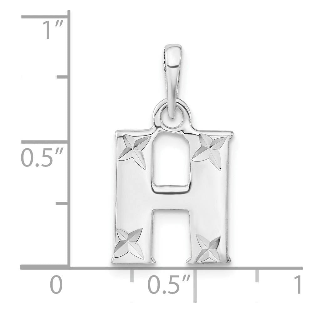 Alternate view of the Sterling Silver, Sabrina Collection, D/C Block Initial  H Pendant by The Black Bow Jewelry Co.