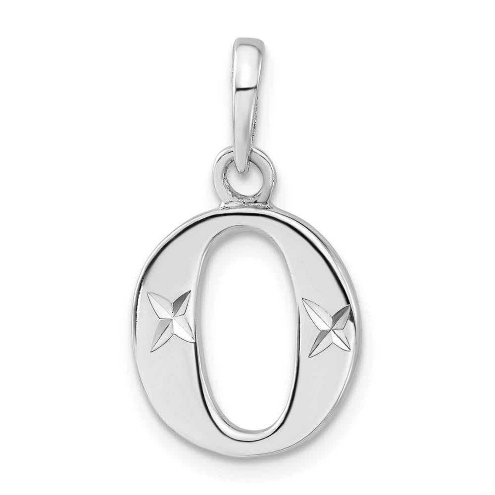 Sterling Silver, Sabrina Collection, D/C Block Initial  O Pendant, Item P10420-O by The Black Bow Jewelry Co.