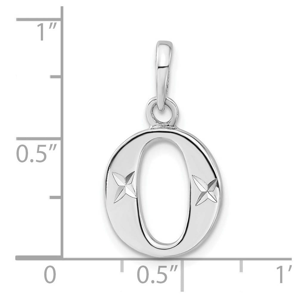 Alternate view of the Sterling Silver, Sabrina Collection, D/C Block Initial  O Pendant by The Black Bow Jewelry Co.