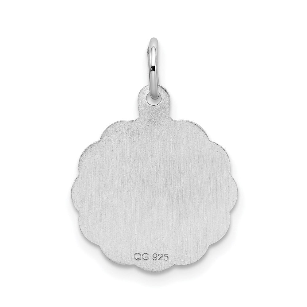 Alternate view of the Sterling Silver, Sarah Collection 15mm Brocaded Disc Initial B Pendant by The Black Bow Jewelry Co.