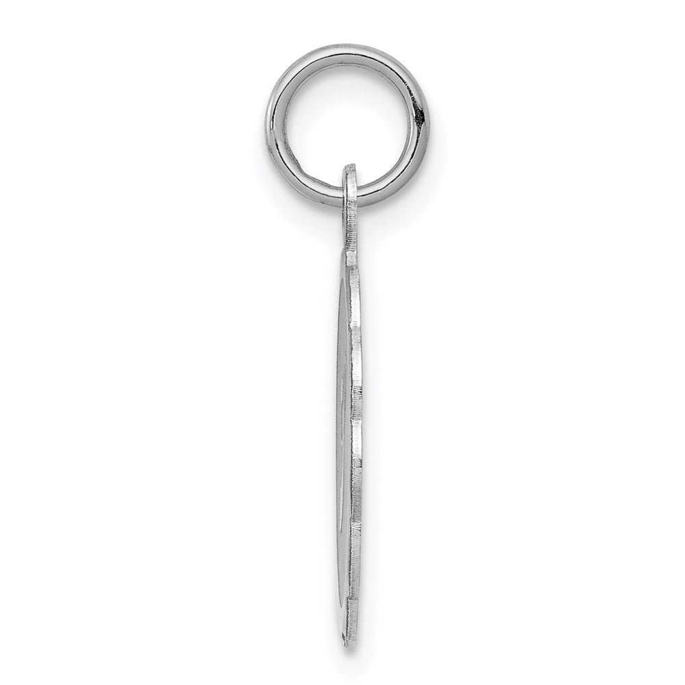 Alternate view of the Sterling Silver, Sarah Collection 15mm Brocaded Disc Initial J Pendant by The Black Bow Jewelry Co.