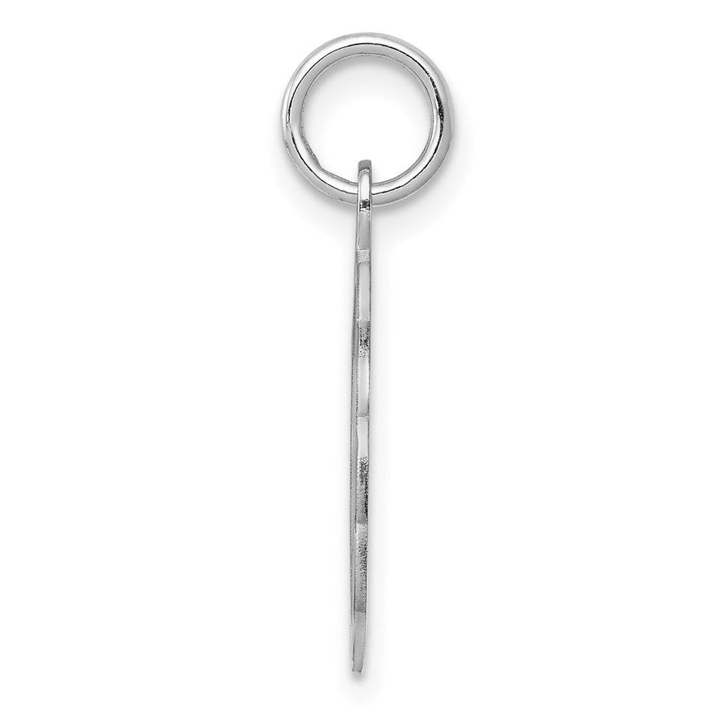 Alternate view of the Sterling Silver, Sarah Collection 15mm Brocaded Disc Initial V Pendant by The Black Bow Jewelry Co.