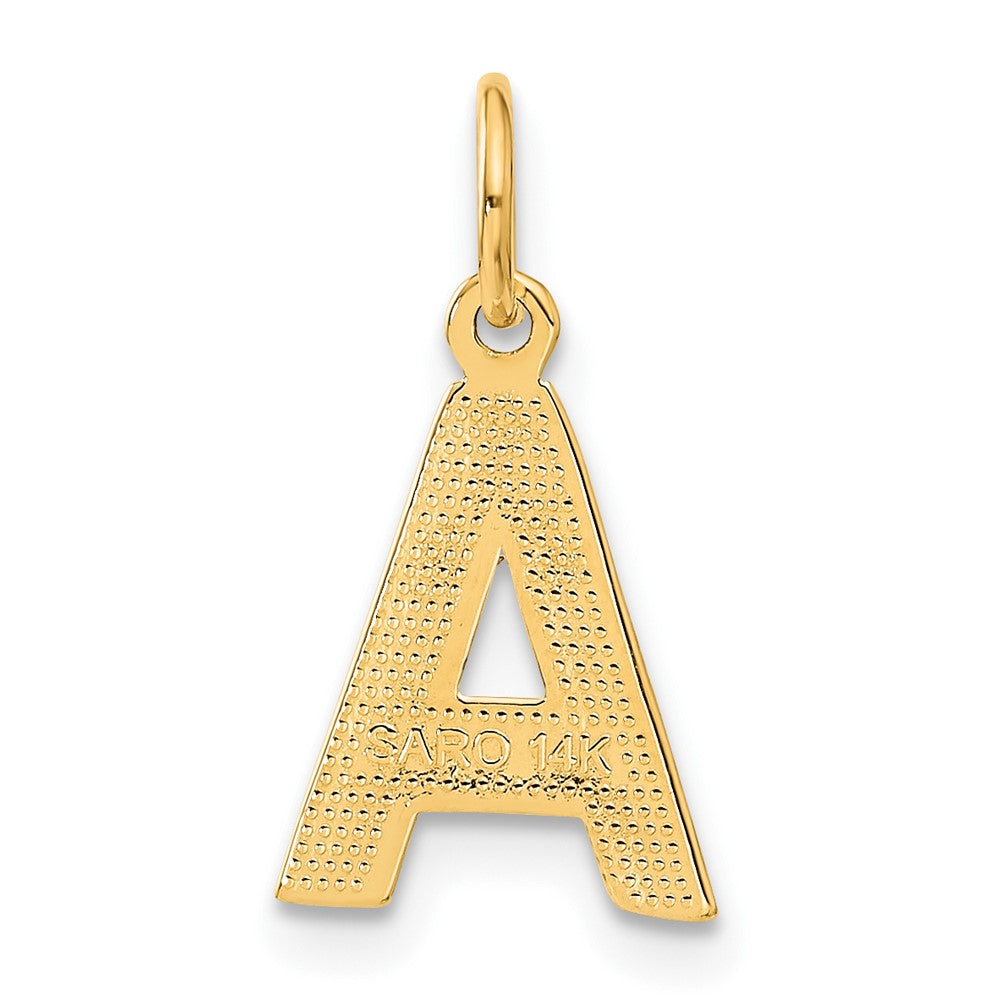Alternate view of the 14k Yellow Gold, Julia Collection, Small Satin Block Initial A Pendant by The Black Bow Jewelry Co.