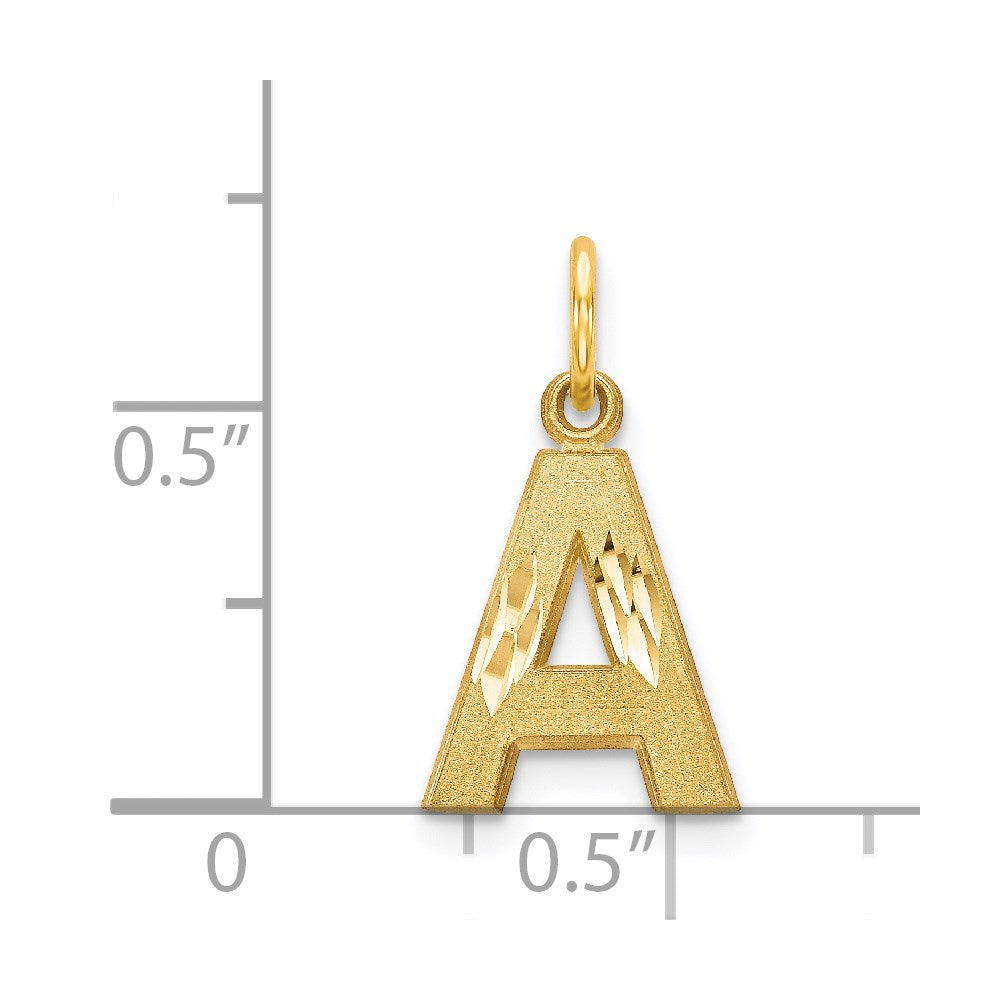 Alternate view of the 14k Yellow Gold, Julia Collection, Small Satin Block Initial A Pendant by The Black Bow Jewelry Co.