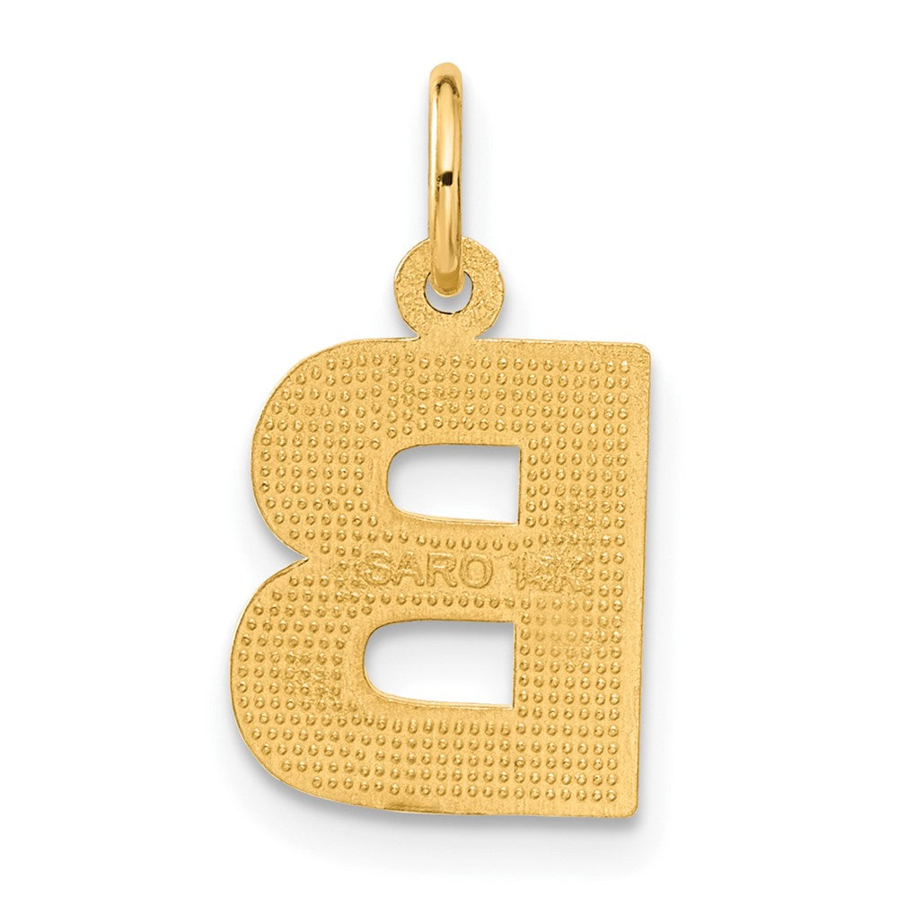 Alternate view of the 14k Yellow Gold, Julia Collection, Small Satin Block Initial B Pendant by The Black Bow Jewelry Co.