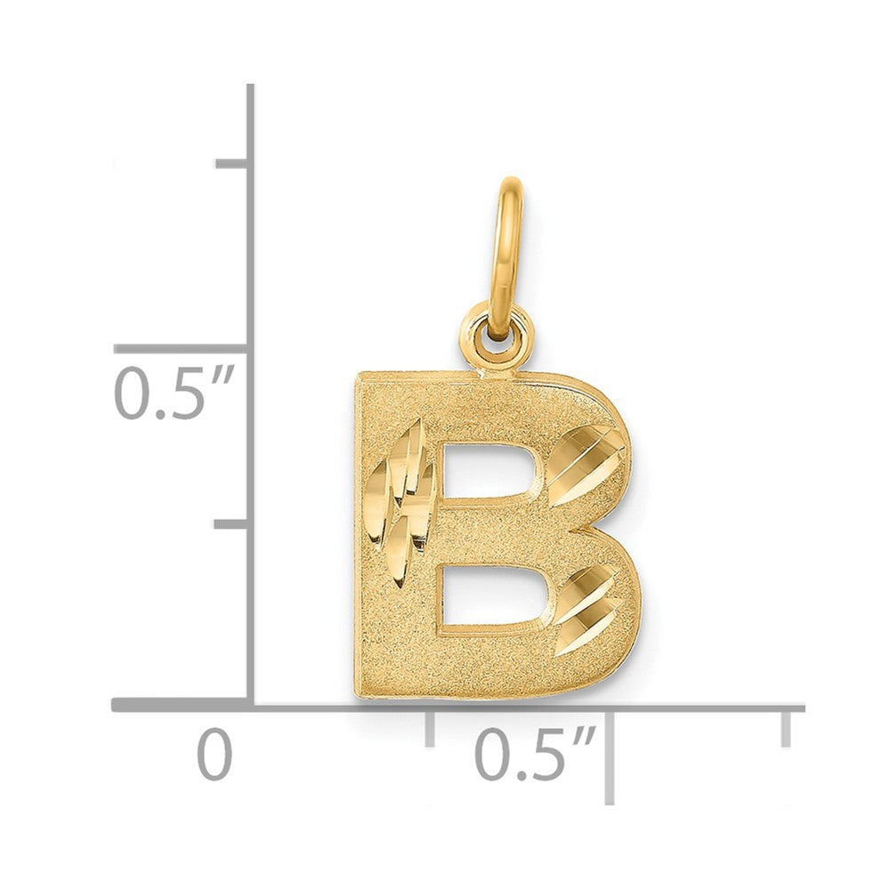 Alternate view of the 14k Yellow Gold, Julia Collection, Small Satin Block Initial B Pendant by The Black Bow Jewelry Co.