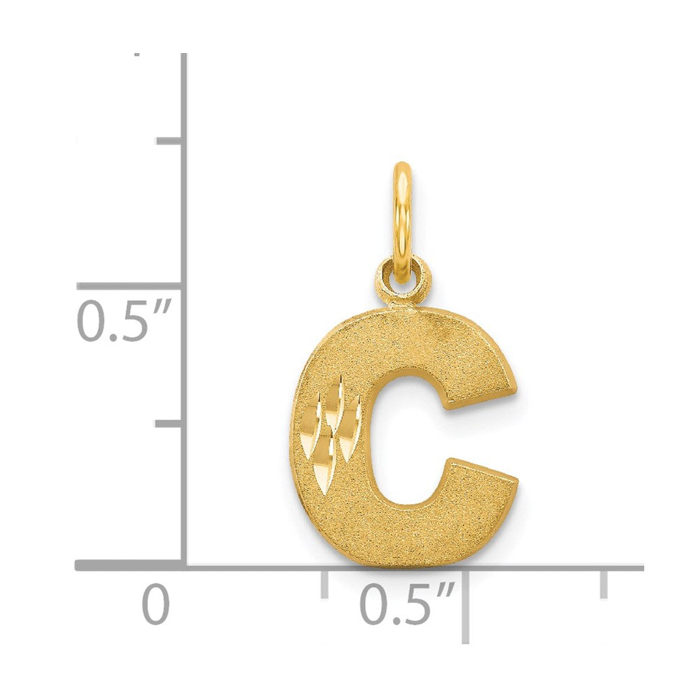 Alternate view of the 14k Yellow Gold, Julia Collection, Small Satin Block Initial C Pendant by The Black Bow Jewelry Co.
